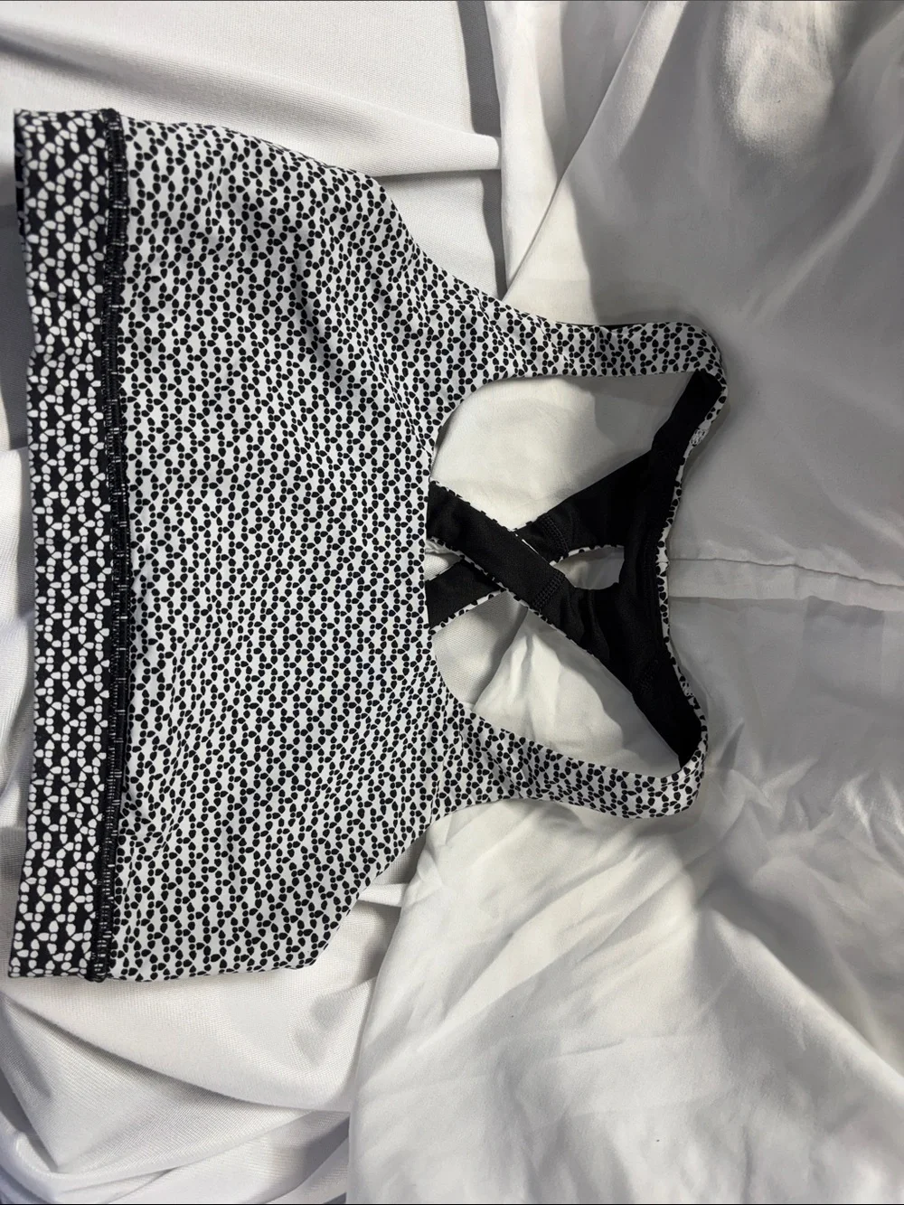Lululemon Time To Sweat Bra Monochromic White /  Black Black  Sports Bra 6